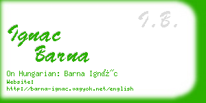 ignac barna business card